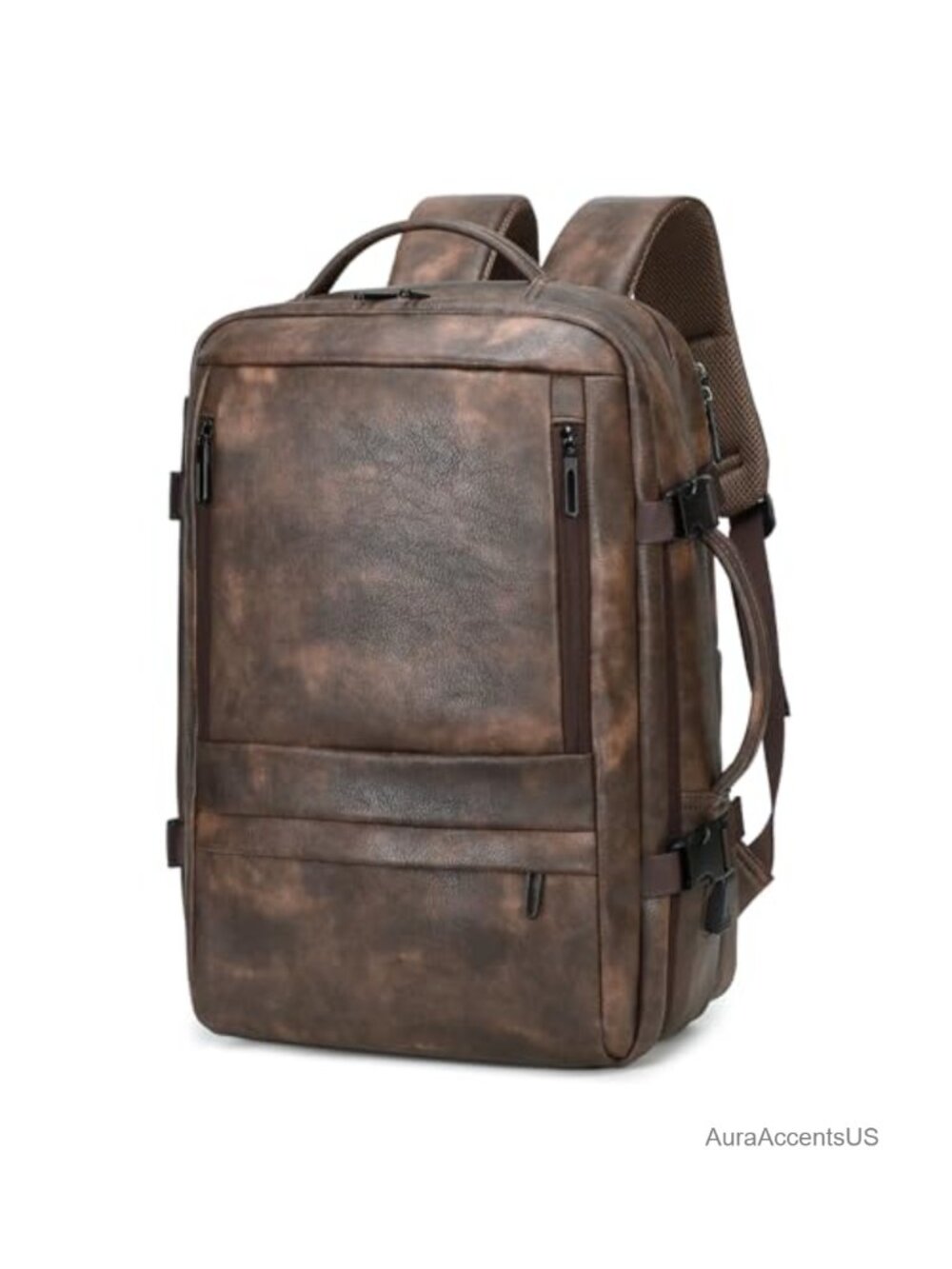 40L Travel Backpack Faux Leather Carry On 17.3" Laptop